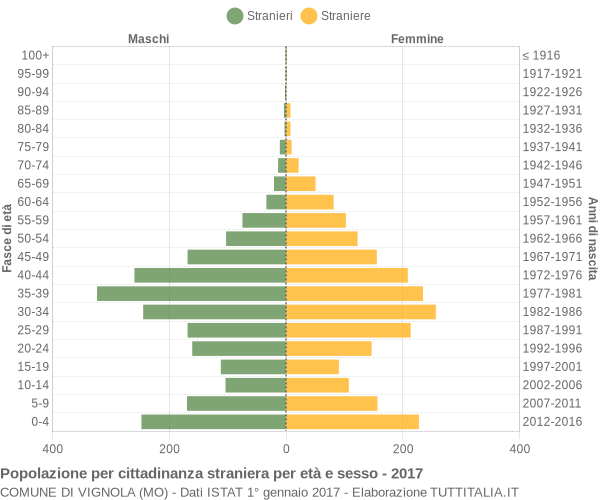 Grafico cittadini stranieri - Vignola 2017