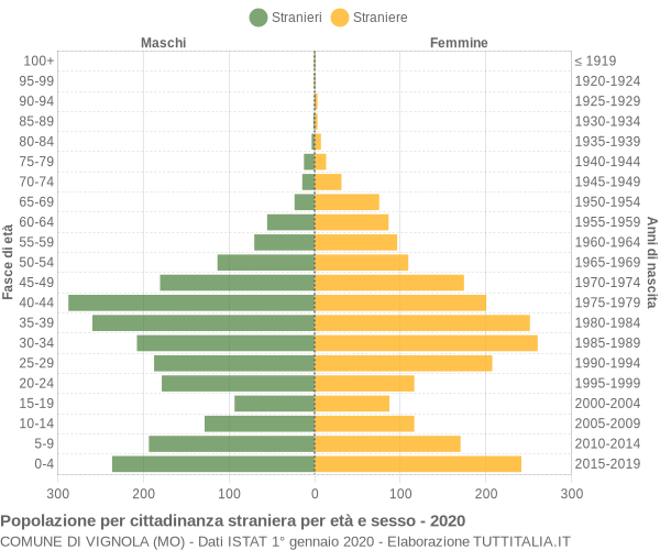 Grafico cittadini stranieri - Vignola 2020