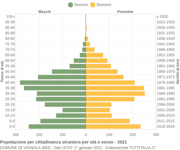 Grafico cittadini stranieri - Vignola 2021