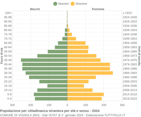 Grafico cittadini stranieri - Vignola 2024