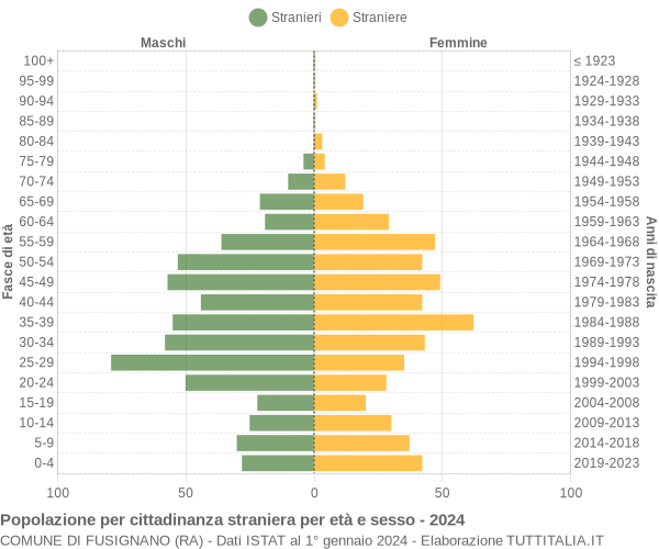 Grafico cittadini stranieri - Fusignano 2024