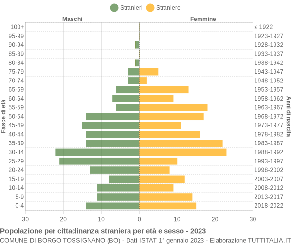 Grafico cittadini stranieri - Borgo Tossignano 2023