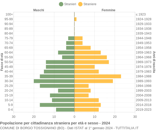 Grafico cittadini stranieri - Borgo Tossignano 2024