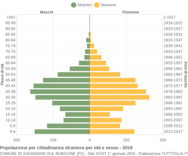 Grafico cittadini stranieri - Savignano sul Rubicone 2018