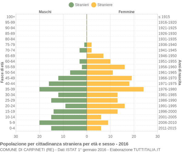 Grafico cittadini stranieri - Carpineti 2016