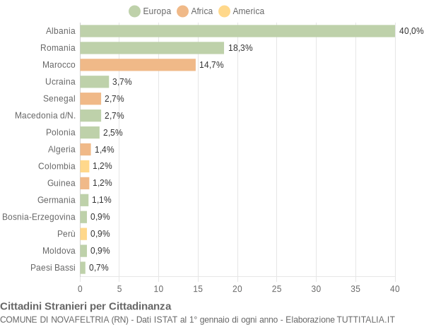 Grafico cittadinanza stranieri - Novafeltria 2008