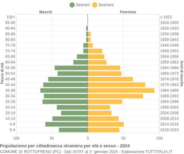 Grafico cittadini stranieri - Rottofreno 2024