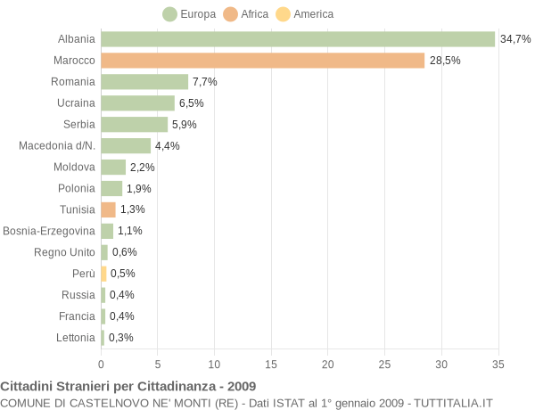 Grafico cittadinanza stranieri - Castelnovo ne' Monti 2009