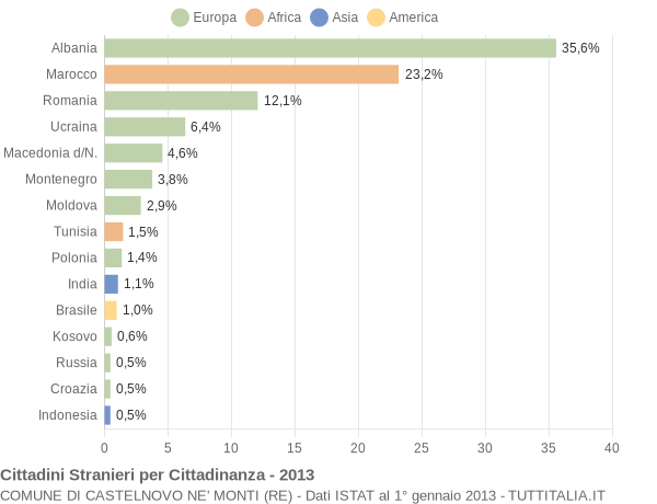 Grafico cittadinanza stranieri - Castelnovo ne' Monti 2013