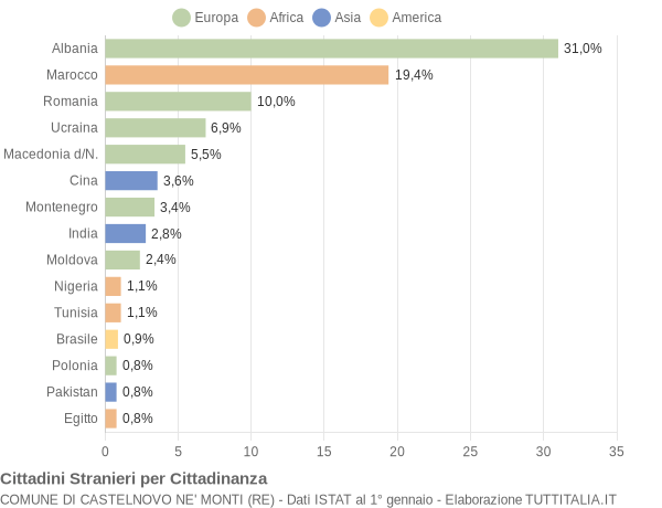 Grafico cittadinanza stranieri - Castelnovo ne' Monti 2022