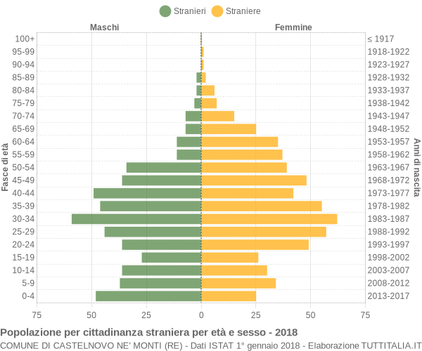 Grafico cittadini stranieri - Castelnovo ne' Monti 2018