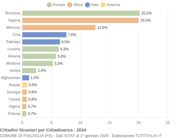 Grafico cittadinanza stranieri - Fiscaglia 2024