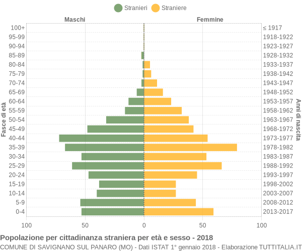 Grafico cittadini stranieri - Savignano sul Panaro 2018