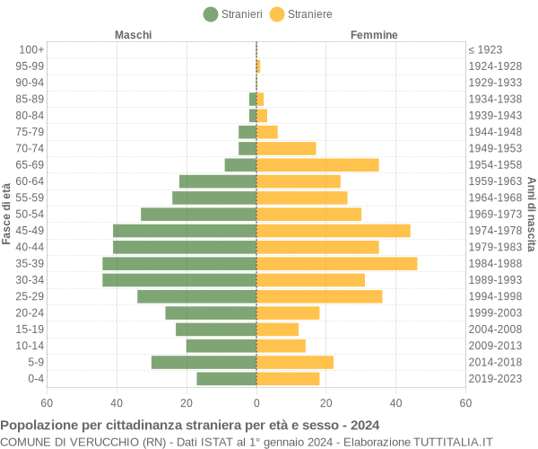 Grafico cittadini stranieri - Verucchio 2024