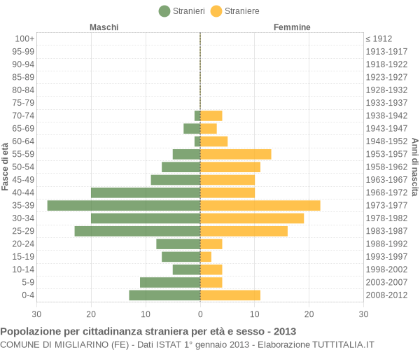 Grafico cittadini stranieri - Migliarino 2013