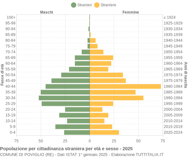 Grafico cittadini stranieri - Poviglio 2025