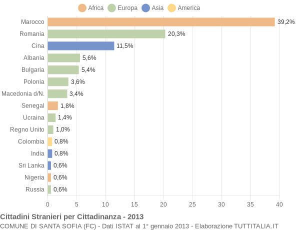 Grafico cittadinanza stranieri - Santa Sofia 2013