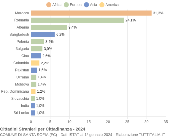 Grafico cittadinanza stranieri - Santa Sofia 2024