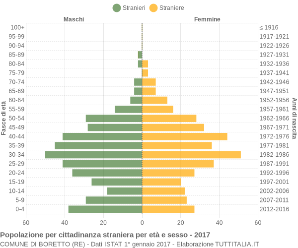 Grafico cittadini stranieri - Boretto 2017