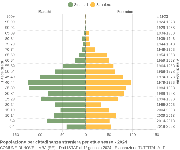 Grafico cittadini stranieri - Novellara 2024