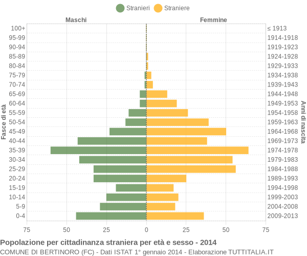 Grafico cittadini stranieri - Bertinoro 2014