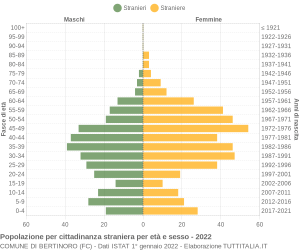 Grafico cittadini stranieri - Bertinoro 2022