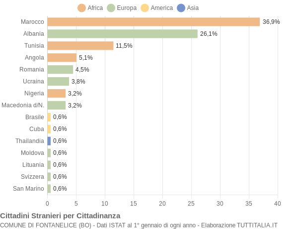 Grafico cittadinanza stranieri - Fontanelice 2004