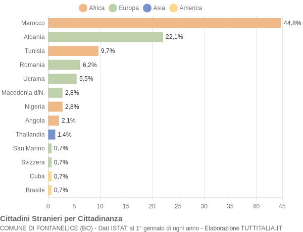 Grafico cittadinanza stranieri - Fontanelice 2006