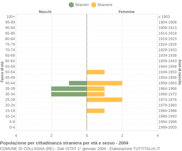 Grafico cittadini stranieri - Collagna 2004