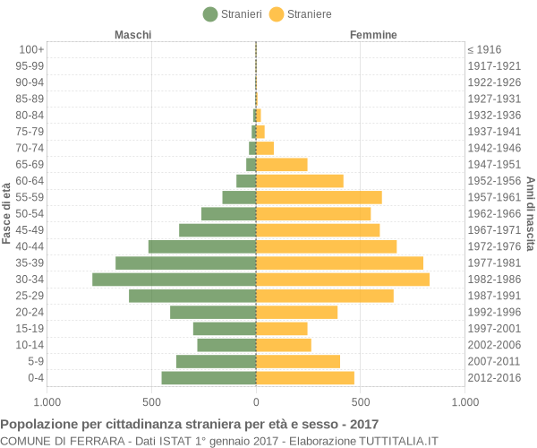 Grafico cittadini stranieri - Ferrara 2017