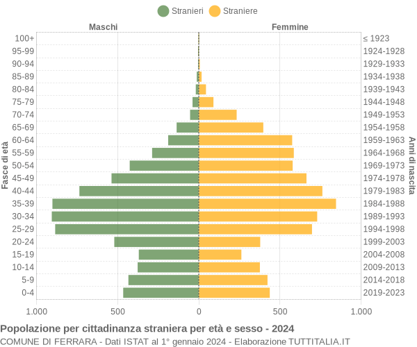 Grafico cittadini stranieri - Ferrara 2024