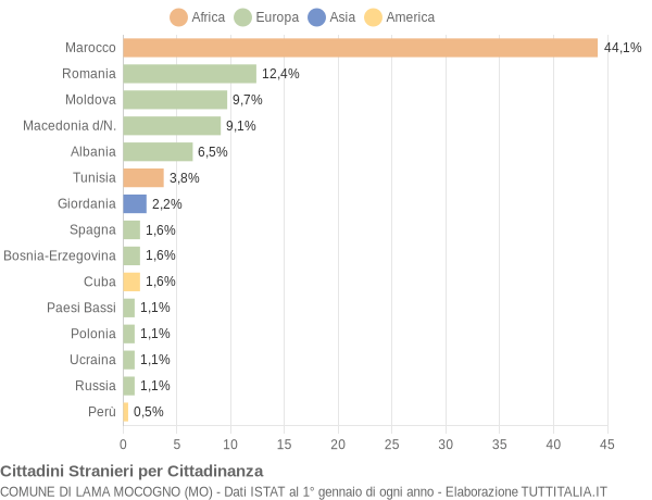 Grafico cittadinanza stranieri - Lama Mocogno 2008