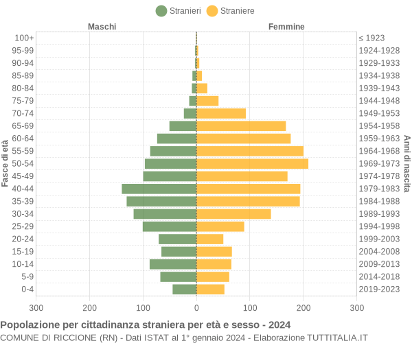 Grafico cittadini stranieri - Riccione 2024