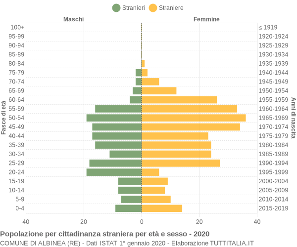 Grafico cittadini stranieri - Albinea 2020