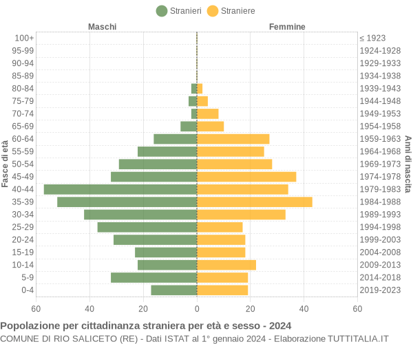 Grafico cittadini stranieri - Rio Saliceto 2024