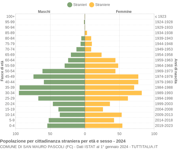 Grafico cittadini stranieri - San Mauro Pascoli 2024