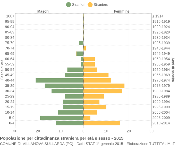 Grafico cittadini stranieri - Villanova sull'Arda 2015