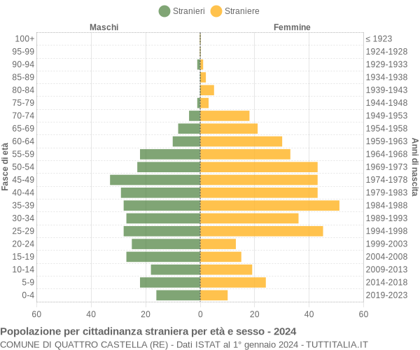 Grafico cittadini stranieri - Quattro Castella 2024