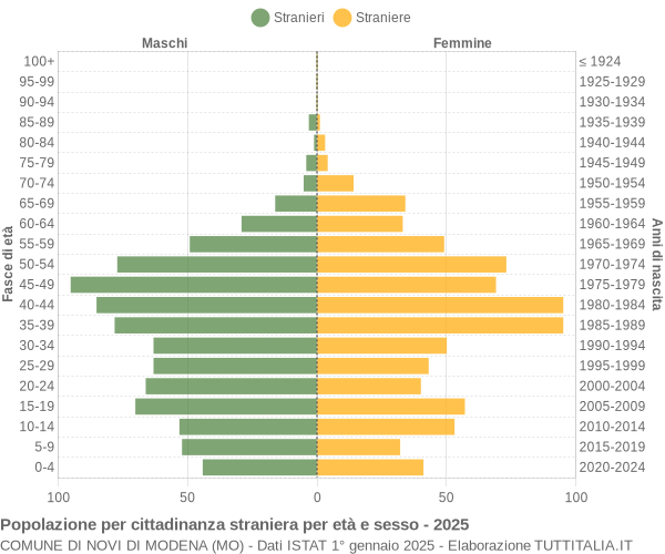 Grafico cittadini stranieri - Novi di Modena 2025