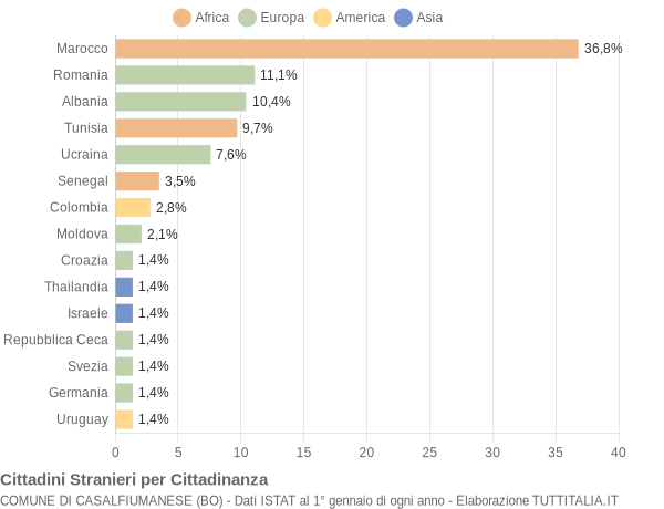 Grafico cittadinanza stranieri - Casalfiumanese 2006