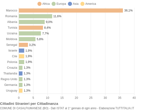 Grafico cittadinanza stranieri - Casalfiumanese 2007