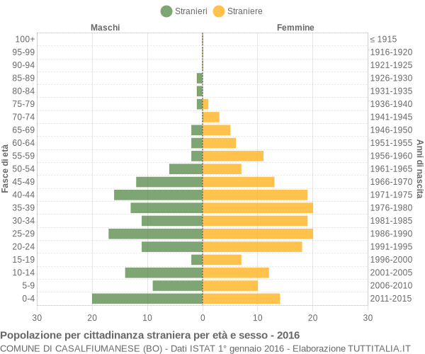 Grafico cittadini stranieri - Casalfiumanese 2016