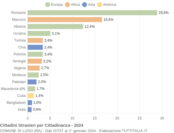 Grafico cittadinanza stranieri - Lugo 2024