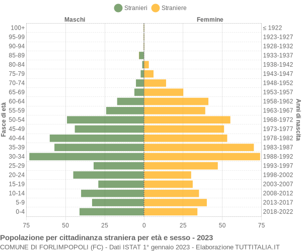 Grafico cittadini stranieri - Forlimpopoli 2023