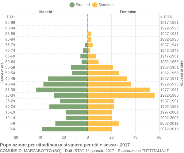 Grafico cittadini stranieri - Marzabotto 2017