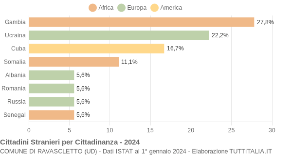 Grafico cittadinanza stranieri - Ravascletto 2024