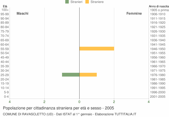 Grafico cittadini stranieri - Ravascletto 2005