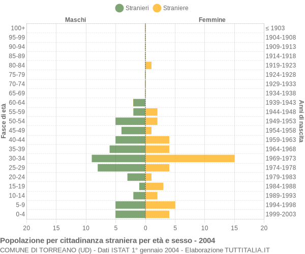 Grafico cittadini stranieri - Torreano 2004