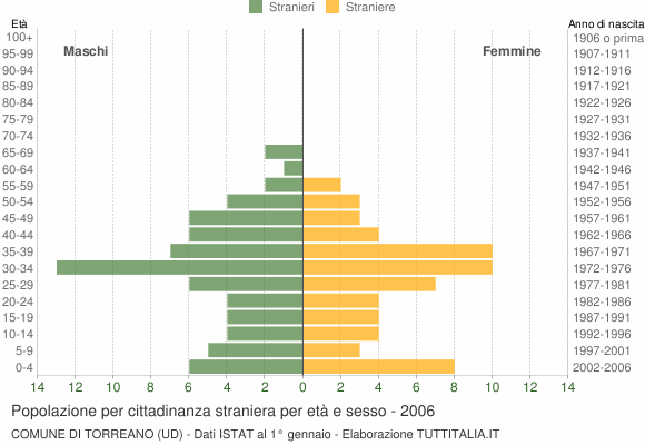 Grafico cittadini stranieri - Torreano 2006
