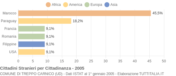 Grafico cittadinanza stranieri - Treppo Carnico 2005